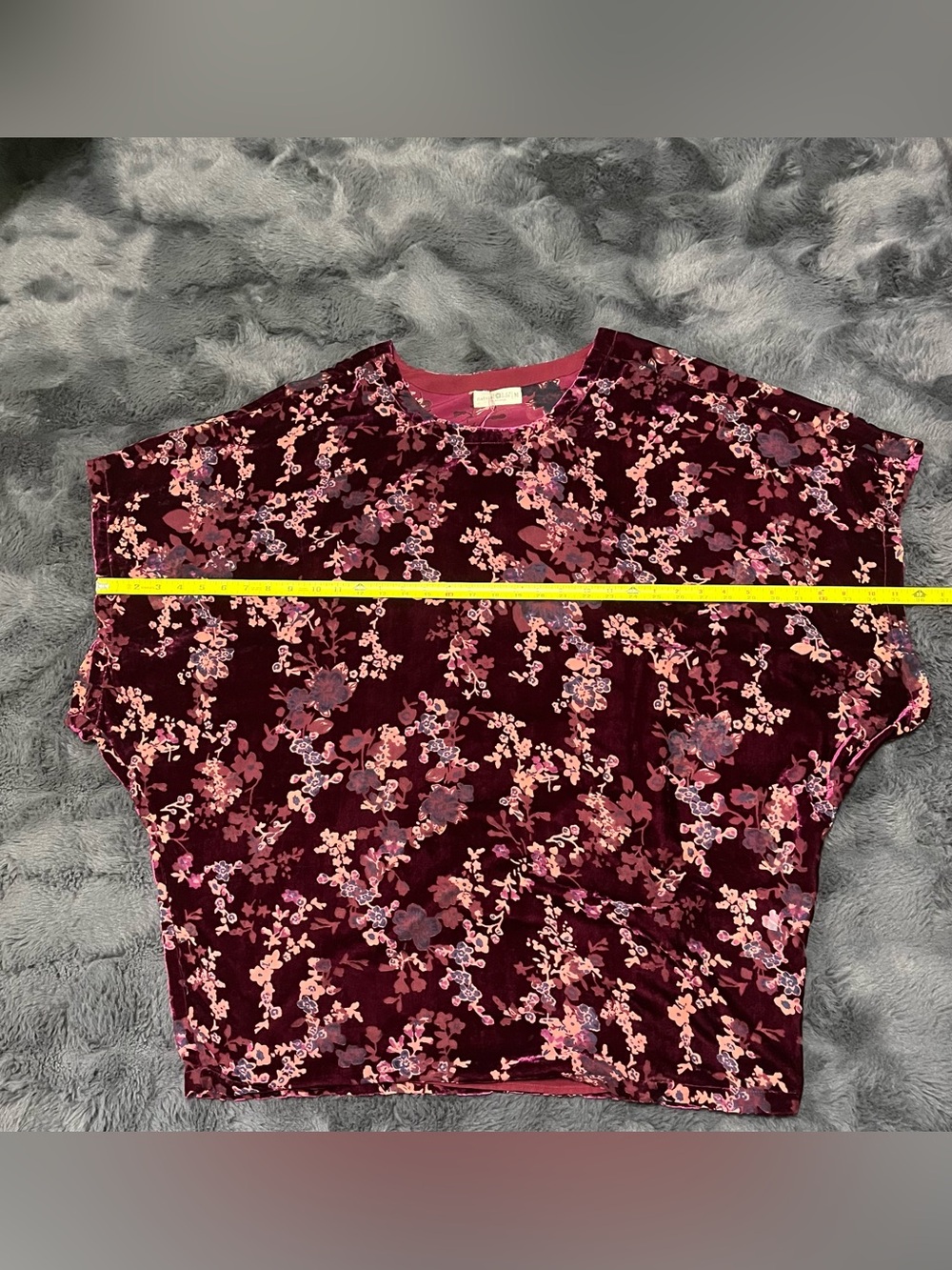 Natural Life Women’s Velvet Burnout Floral Tunic Top Womens Burgundy Boho Sz M - Picture 10 of 13